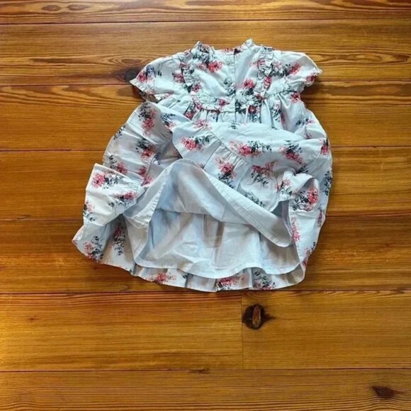 Janie And Jack Light Blue Dress With Pink And Blue Flowers Size 12 - 18 M - Picture 6 of 8